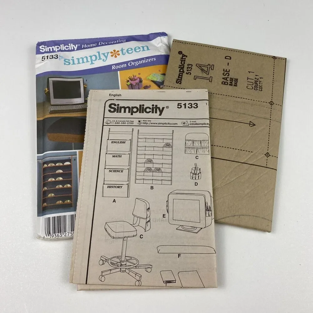 Simplicity 5133 Simply Teen Room Organizers School Dorm Office Storage y2k UNCUT